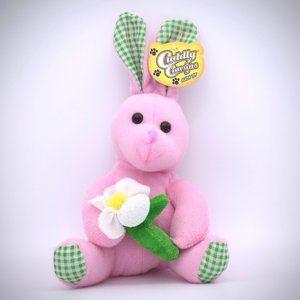 Kuddle Me Cuddly Cousins Pink Bunny Plush Green Gingham Ears Kelly Toy Flower